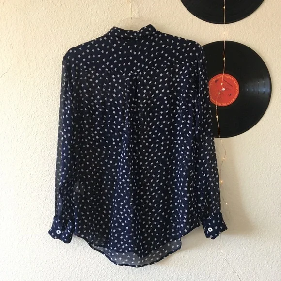 SOLD on eBay✨You’re A Star ⭐️ Navy Blue Sheer Silk Star Blouse - Picture 11 of 16